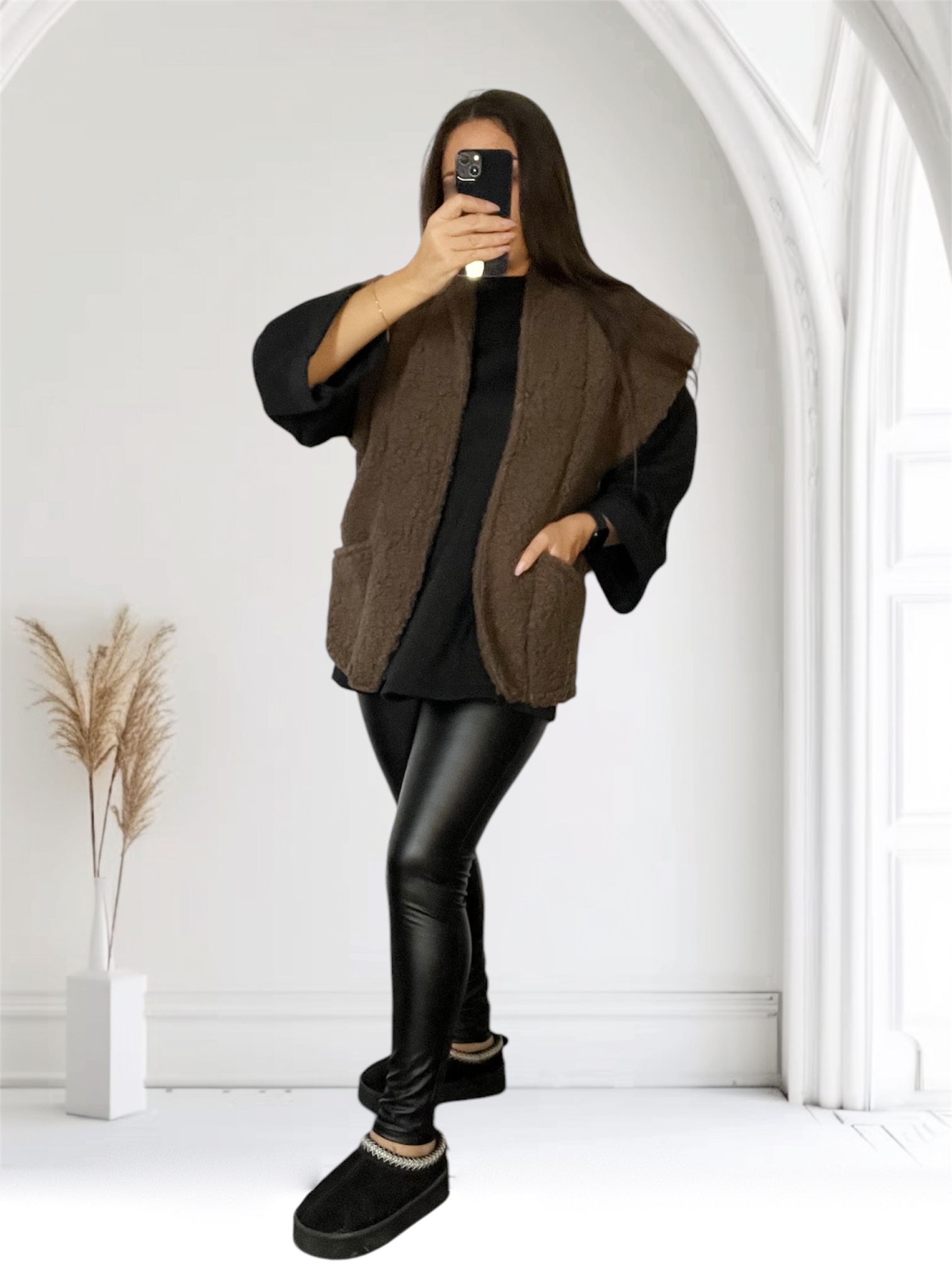Veste sans manches ÉPAULETTES Marron