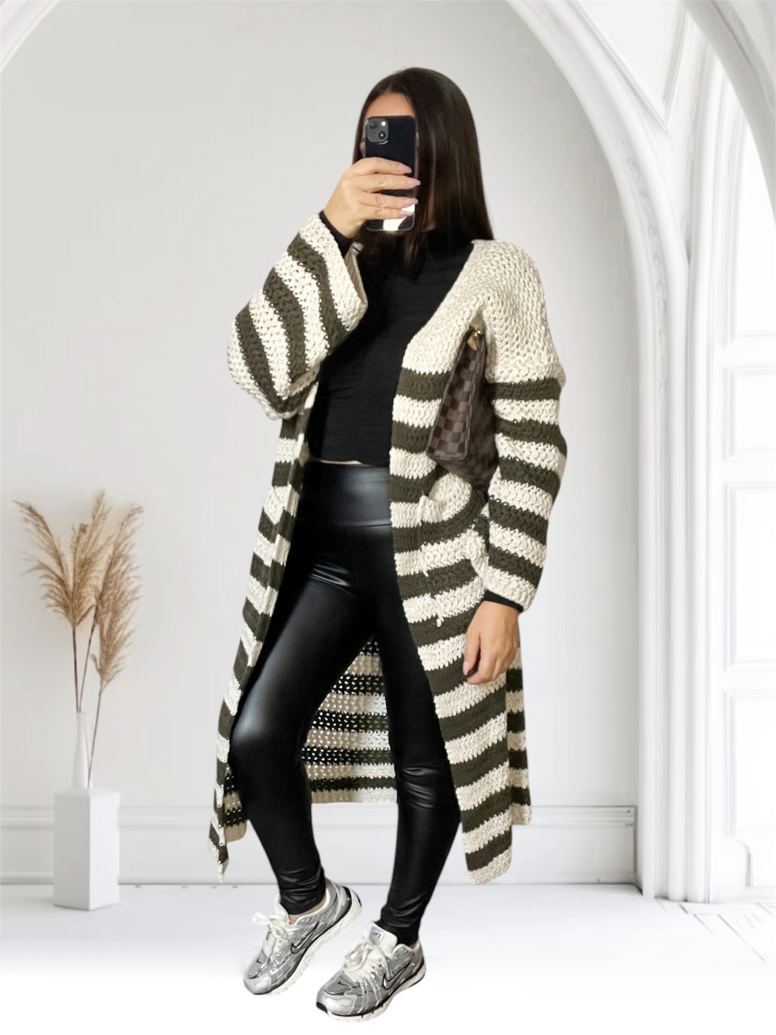 Gilet long CARA Bandes Kaki