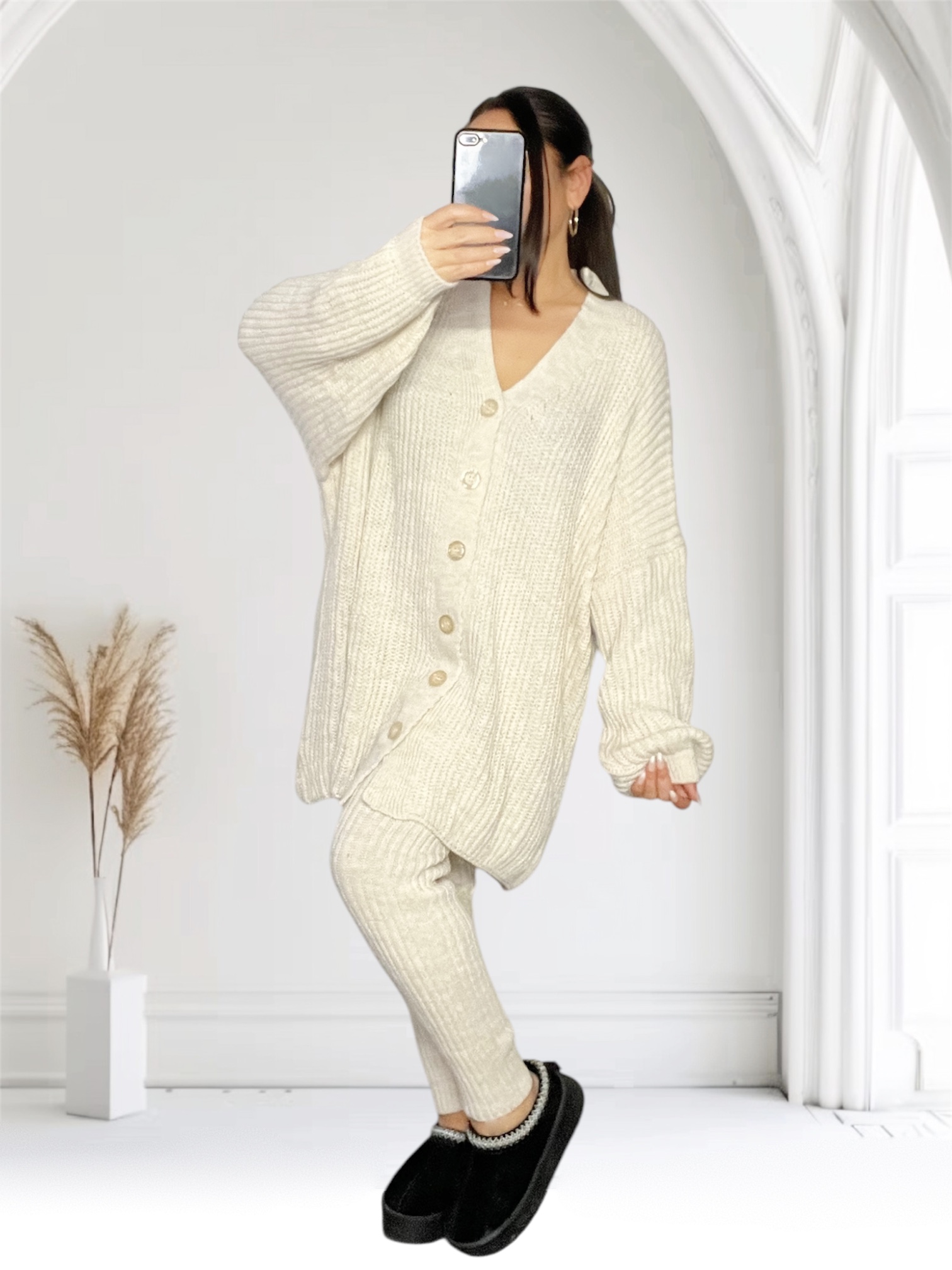 Ensemble en maille tricotée FÉLICIA beige